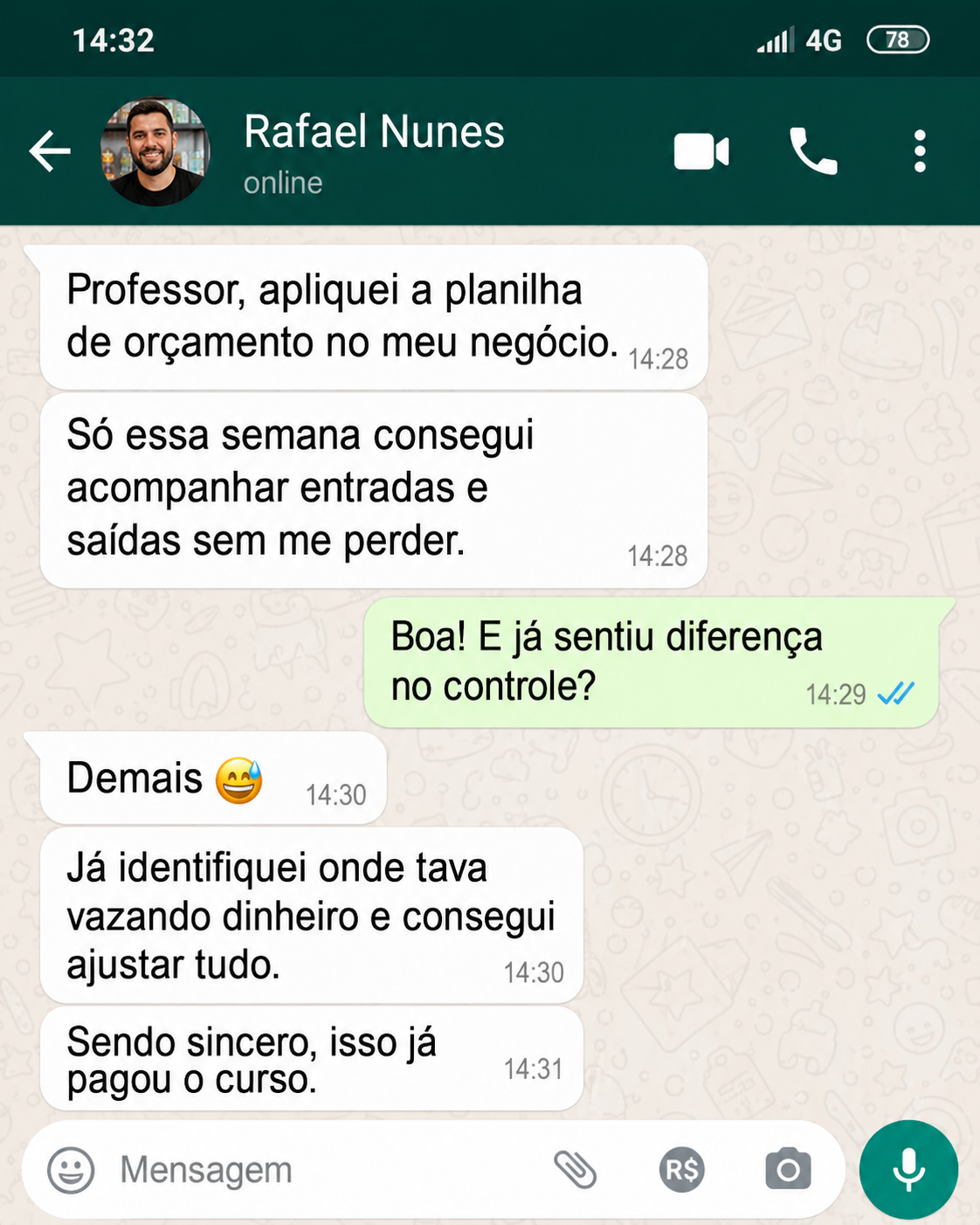 Depoimento de aluno da Mentoria CSS sobre controle financeiro no negócio