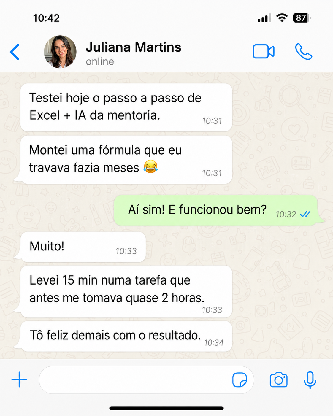 Depoimento de aluno da Mentoria CSS sobre produtividade com Excel e IA
